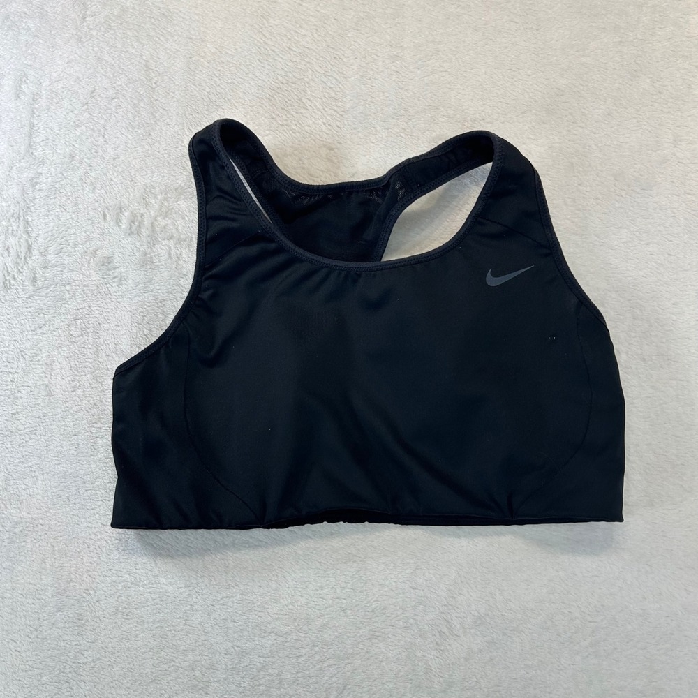 Athleisure Nike Dri-FIT Racerback Sports‎ Bra Large Black Swoosh Activewear